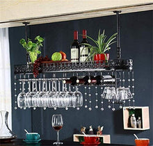 L.TSN Organizzazione per la conservazione della Cucina Portabottiglie in Metallo Portabottiglie per Vino Appeso a soffitto Nero Facile da installare (Dimensioni: 60 Volte; 25 cm)