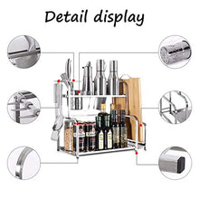 LYM &ripiano di stoccaggio Scaffali da Cucina, scaffale di stoccaggio condimento for Uso Domestico in Acciaio Inossidabile unità di scaffalatura Multifunzione -2 Strati Scaffale di Finitura