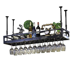 AT Bar Unità Scaffali Galleggiante Holder Wine Rack Muro, Pendere Supporto Di Vetro Di Vino, Altezza Regolabile, Rustico Titolare Di Vino, Wine Bottle Holder, Soffitto Wine Rack, Mensola Ra