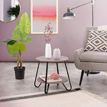 MEUBLE COSY - Comodino rotondo con contenitore scandinavo industriale, design moderno, marrone, 46 x 46 x 45 cm