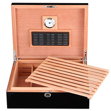 QINJLI Grande Doppio Strato di Cigar Box con Legno di Cedro Foderato con 25-50 sigari, Perfetto Tavolo for Cigar Box Set (con igrometro e umidificatore)
