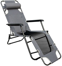 AMANKA Sedia a Sdraio Pieghevole per Campeggio e Tempo Libero | Sedia da Giardino Reclinabile con Poggiatesta | Brandina Grigia | Struttura in Acciaio | Peso Max supportato 100 kg | 178x60x90 cm