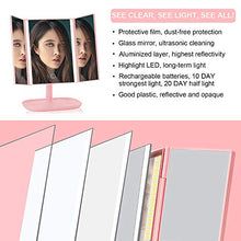Specchio di trucco con luci, luce regolabile a colori Mirror-3 illuminata tre volte con funzione intelligente, ingrandimento 1X / 5X, specchi estetici portatili illuminati, rosa