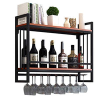 Alqn Portabottiglie da parete in legno metallo | Porta bicchiere da vino appeso | Scaffale per vino con supporto in vetro | Portabottiglie sospeso | Scaffale per vino in legno,100 centimetri × 20 cen