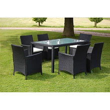 Festnight Set Mobili Set Tavolo e Sedie Poltrone Schienali da Pranzo da Giardino Balcone Patio per Esterno in Polirattan Marrone/Nero