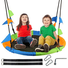 Leogreen Altalena da Giardino Altalena Nido per Bambini e Adulti con Cinghie Sospese Set Diametro da 100cm Capacità di Carico Massimo 300kg Multicolori