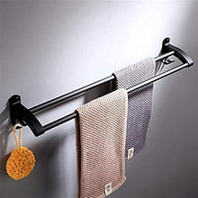 HYYDP Mensole Bagno Semplice Supporto da 59 cm in Alluminio Spray Nero Opaco a Doppio palo for portasciugamani con Gancio