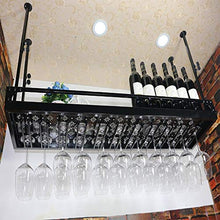 YWYW Wine Bar Bar Wine Glass Rack Hanging Wine Glass Bar Hanging Creativo Europeo Portabottiglie di Vino Appeso a Parete Industriale Portabottiglie Decorazione Nero (Dimensioni: 60 * 30 cm)