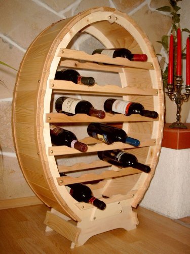 Scaffale vini Botte-vino per 24 Bottiglie verniciatura naturale Porta bottiglie a forma di botte
