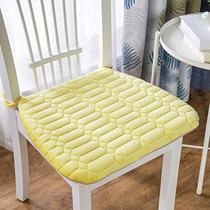 XHNXHN Cuscini per sedie da Pranzo in Velluto, Cuscino per Sedile Caldo Tatami per Interni Esterni Antiscivolo Imbottiti per sedie Traspiranti Giallo 40x42 cm (16x17 Pollici)