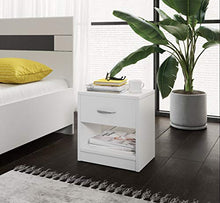 E-Com Comodino con cassetti e ripiano per camera da letto, 28 x 39 x 41 cm, colore: bianco, 41cm(H) x 39cm(B) x 28cm(T)