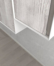 Mobile bagno sospeso moderno Venus pino sbiancato effetto legno, misura cm 100, con specchio a led,lavabo e 2 colonne