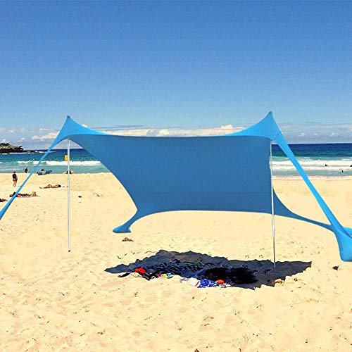 Wapern Tenda da Spiaggia con Tettuccio Parasole 210 * 210 * 160cm Portatile Ombrellone Vela Parasole Anti UV con Ancoraggio Sacchetti di Sabbia per Il Mare, Camping e Outdoor