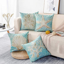 Artscope Federe Cuscini Divano Poliestere Biancheria Gettare Set di 4 Decorativo Caso Federa per Cuscino Divano Letto Auto, 45 x 45 cm (Conchiglia/Riccio di Mare/Corallo/Stella Marina)