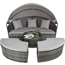 TecTake 800718 Isola Prendisole in Rattan, Tettuccio Parasole Pieghevole, Componibile Versatilità, Resistente Raggi UV, Cuscini Idrorepellenti -Disponibile in Diversi Colori (Grigio | No. 403281)