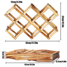 MKSI Portabottiglie da Cucina, Portabottiglie Vino Pieghevole in Legno, Espositore per Vino, Portabottiglie Diamond per Bar, Cantina, Armadietto, Dispensa (10 Bottiglie)