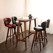 TRGCJGH Sgabello da Bar Sedia Poggiapiedi con Schienale PU Sedile Girevole Sedie da Pranzo per Cucina | Pub | Sgabelli da Bar con Gambe in Legno Max. Portata 150 kg,8-63CM
