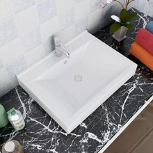 SENLUOWX - Lavabo in ceramica rettangolare, 600 x 460 x 160 mm (L x P x A)