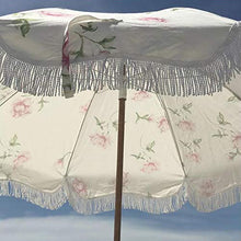 Pieghevole in legno massello nappa ombrellone 6.5ft patio spiaggia ombrellone all'aperto sun ripalzo ombrelloni con ancorare e striscia di sabbia, UV50 + protezione solare, portatile e leggero