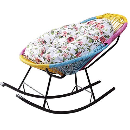 Sedia a dondolo reclinabile in rattan colorato per bambini Lettini per bambini per adulti Lettini reclinabili con cuscini Sedia da giardino con poggiapiedi e braccioli Sedie a sdraio reclinabili per p
