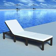 Festnight Lettino Prendisole da Giardino Esterno Schienale Reclinabile in Polirattan Marrone/Nero,Lettino da Sole in Polirattan,Sedia a Sdraio Raclinabile da Giardino in Rattan 195 x 60 x 22 cm