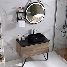 VBARV Armadietti con Specchio da Bagno, mobili per lavabo e mobili per lavabo, lavabo sopra lavabo in Ceramica, ripiano in Marmo, Specchio Rotondo con Luce, mobili di qualità