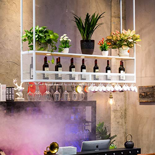 Supporto per bottiglia di vino da appendere montato a soffitto, tazze da tè per caffè Tazze Bicchieri da vino Portaoggetti per stenditoio, Bancone da bar Scaffali galleggianti Portabottiglie Scaffal