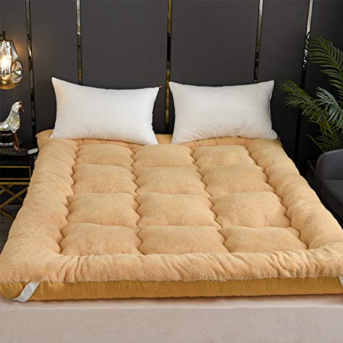 HXSKI Lana di Agnello Tatami Materasso Futon,Comodi Mantieni Caldo Sleeping Pad,Pieghevole per Dormitorio per Studenti Materasso-Beige. 150x200cm(59x79inch)