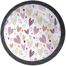 Cuori disegnati a mano gialli rosa rossi Pomelli per Porta Set di 4 Pomelli per Mobili Manopole per Cassetti Cucina Armadio Vetro