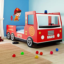 Deuba Letto per Bambini Junior Letto Stile Pompieri Camion Vigili del Fuoco con Sirena e Ruote in 3D 205 x 94,5 x 103 cm