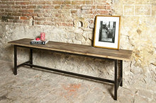 Nordal Panca Ranch in Stile Vintage - Legno Massiccio, Finiture patinate a Mano, Finitura Naturale, Finitura patinata | Panca Robusta dallo Stile Industriale - Marrone Noce (L170 x H45 x P35 cm)