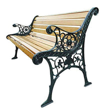 Outdoor Benches Panchina da Giardino da 49"in Metallo Panchina condivisa nel Parco all'aperto, Panca Decorata da Balcone con Veranda, Sedia con Struttura in Metallo e Legno per 2-3 Persone