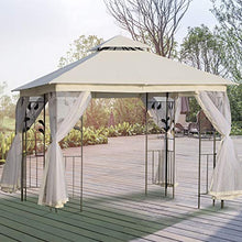 Outsunny Gazebo da Esterno o Giardino 3x3m con Zanzariera, Telaio in Acciaio e Doppio Tettuccio, Bianco