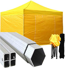 Gazebo Giallo 3x3 Pieghevole Alluminio a Forbice Ombrello Professionale con piantone Esagonale Mercato fiere Stand coldiretti