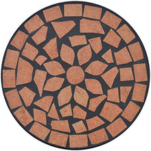 Tidyard Tavolo da Giardino Mosaicato, Tavolini da caffè con Gambe in Ferro per Interno ed Esterno, Stile Rustico, 60 cm