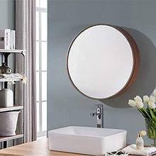 PAN&PAN Armadietto da Bagno in Legno massello Specchio Tondo Armadietto a Specchio Armadi Push-Pull Noce 50 * 50cm