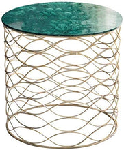 TONG HXF- Tavolino da caffè Oro Piccolo Tondo di Marmo Struttura Tabella Creative Design Hollow di Lusso sul Suo Meglio Durevole (Color : Green)