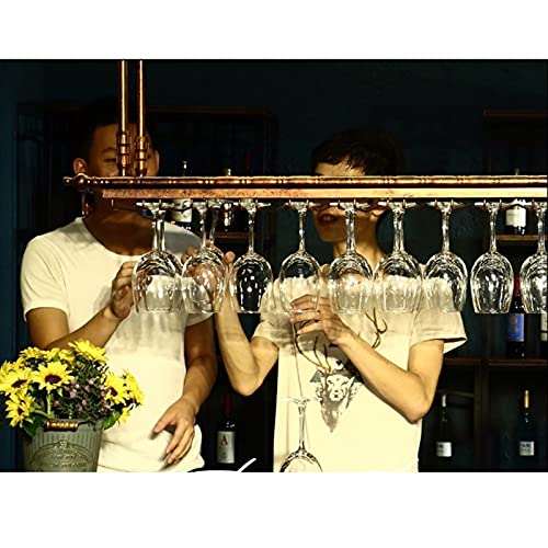 GOblet-holder MDELRuldeⓘ Portabicchieri da Vino a Sospensione Regolabile in Altezza/Porta Bottiglie da Vino a soffitto/Portabottiglie da Vino Vintage/Portabottiglie Rustico a Parete