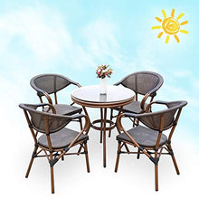 Set di Mobili da Giardino per Esterni, Set di Combinazioni di Sedie in Rattan in Mesh Textilene 5 Pezzi con Tavolino in Vetro Mobili da Conversazione in Vimini da Giardino per Tutte Le Stagioni
