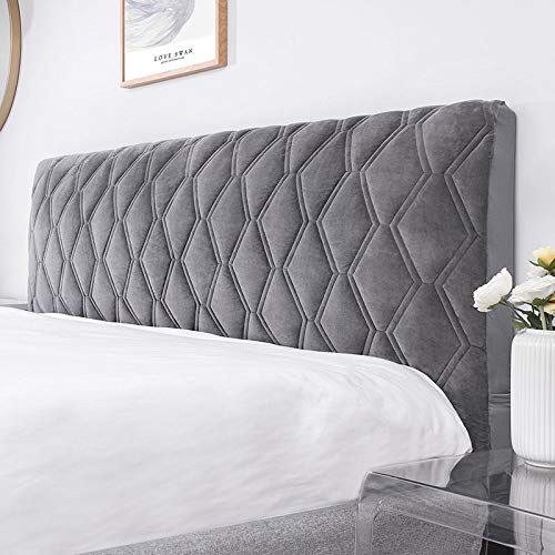 uyeoco Copritestiera Letto Copertura/Copri Testata Letto Matrimoniale/Singolo Imbottito Elegante Fodera Elastica Protezione, Coprire Antipolvere in Cotone Cover (Color : Grey, Size : 170cm(67