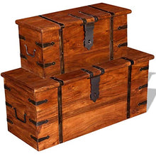 Xingshuoonline Set di Baule di archiviazione in Legno Massiccio 2 Pezzi, Grande: 83 x 33 x 37 cm