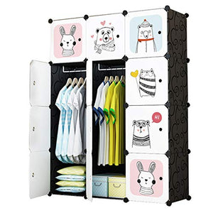 Locker Stoccaggio Armadio 2-Hanging Rimovibile in Plastica 12 Porte Deeper Scaffali Abbigliamento Home Camera Nero 111X47X147CM MUMUJIN