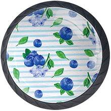 Acquerello blu a strisce floreali Pomelli per Porta Set di 4 Pomelli per Mobili Manopole per Cassetti Cucina Armadio Vetro