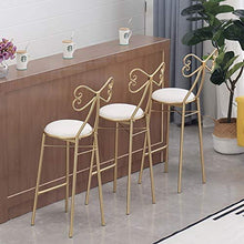 YS Sedia Sgabello da Bar Sedile da Bar, Creativo Iron Art Nordic High Butterfly Knot Schienale Cuscino in Spugna da Pranzo con Poggiapiedi Modern Restaurant Pub Counter,75 cm