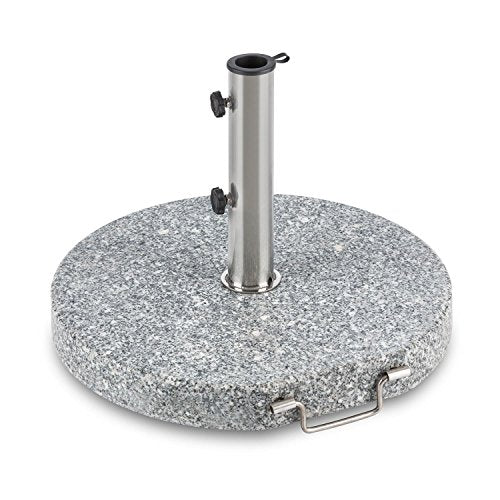 blumfeldt Schirmherr 30RD - Supporto Ombrellone da Terrazza, Rotondo, in Granito, 30 kg, Superficie 45 x 45 cm, Fusto in Acciaio Inox, Grigio Lucido