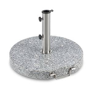 blumfeldt Schirmherr 30RD - Supporto Ombrellone da Terrazza, Rotondo, in Granito, 30 kg, Superficie 45 x 45 cm, Fusto in Acciaio Inox, Grigio Lucido