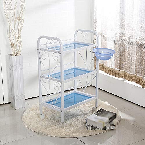 Quattro Ruote portatile strumento di archiviazione Carrello Carrello portaoggetti, supporto da pavimento in ferro battuto facile da pulire moda semplice multistrato salone parrucchiere mensola bagno,