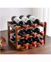 JL Wine Rack, bambù 9 Bottiglie 3-Tier Vino Espositore for controsoffitto casa Cucina Dispensa, Free Standing Vino Bagagli, Rack Tavolo Wine Rack (Bamboo)