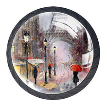 Set di 4 maniglie rotonde per armadio da cucina, credenza, cassettiera, cassettiera, con viti, per cucina, comò, armadietto, bagno, armadio, Torre Eiffel di Parigi
