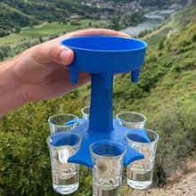 6 Shot Glass Dispenser And Holder,for Filling Liquids Glasses Hanging Holder Stand Rack/Liquor Dispenser Party Gifts Grey+Blue